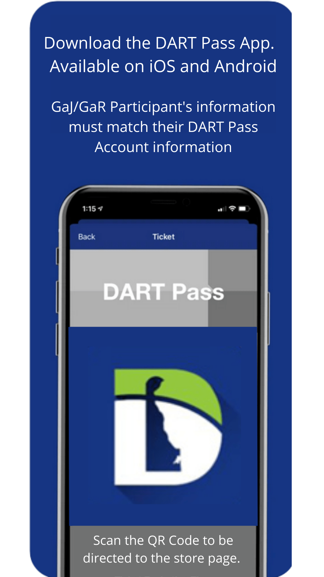 Download the DART Pass App. Available on iOS and Android